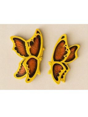 Yellow & Copper Butterfly Wall decor Set
